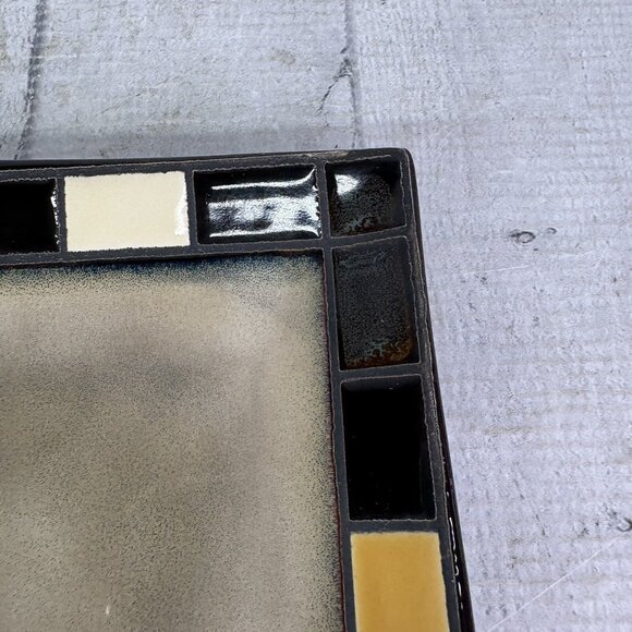 Home Trends MOSAIC TILE Multicolor Blocks Rim Beige Square Salad Plates Set of 4 - Picture 14 of 16